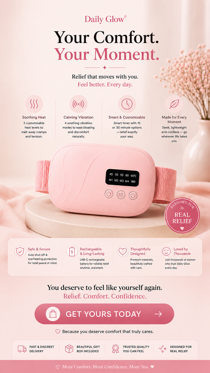 Daily Glow Period Relief Belt - Heat and Vibration Therapy