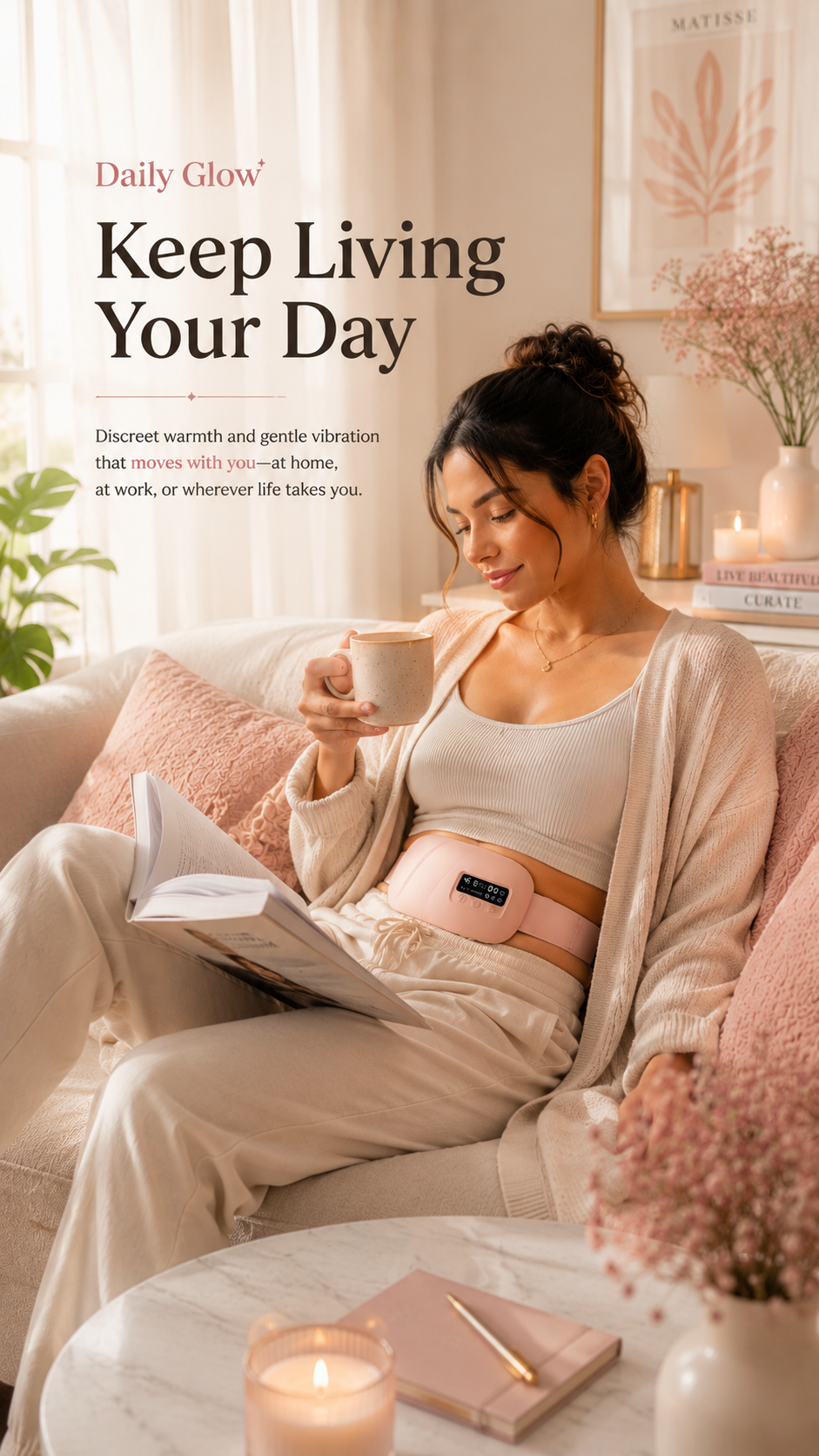 Daily Glow Period Relief Belt - Heat and Vibration Therapy