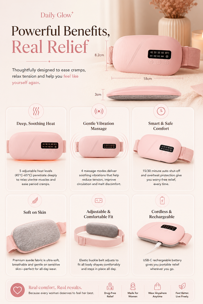 Daily Glow Period Relief Belt - Heat and Vibration Therapy