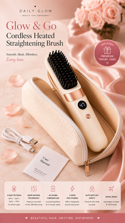 Glow & Go Cordless Heated Straightening Brush