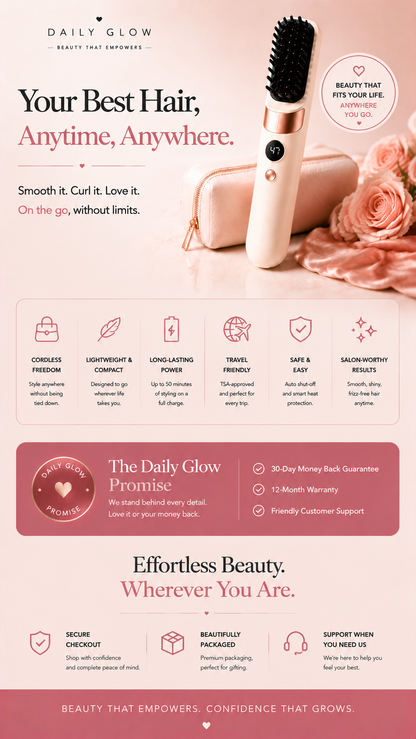 Glow & Go Cordless Heated Straightening Brush