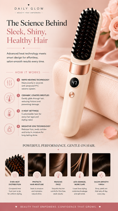 Glow & Go Cordless Heated Straightening Brush