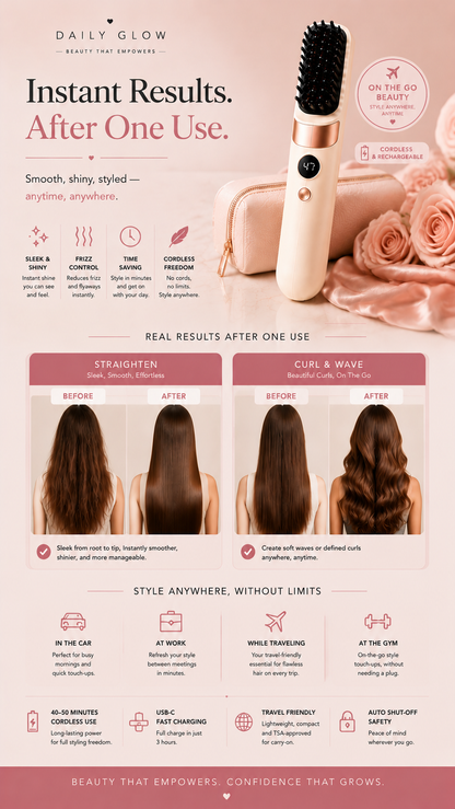 Glow & Go Cordless Heated Straightening Brush